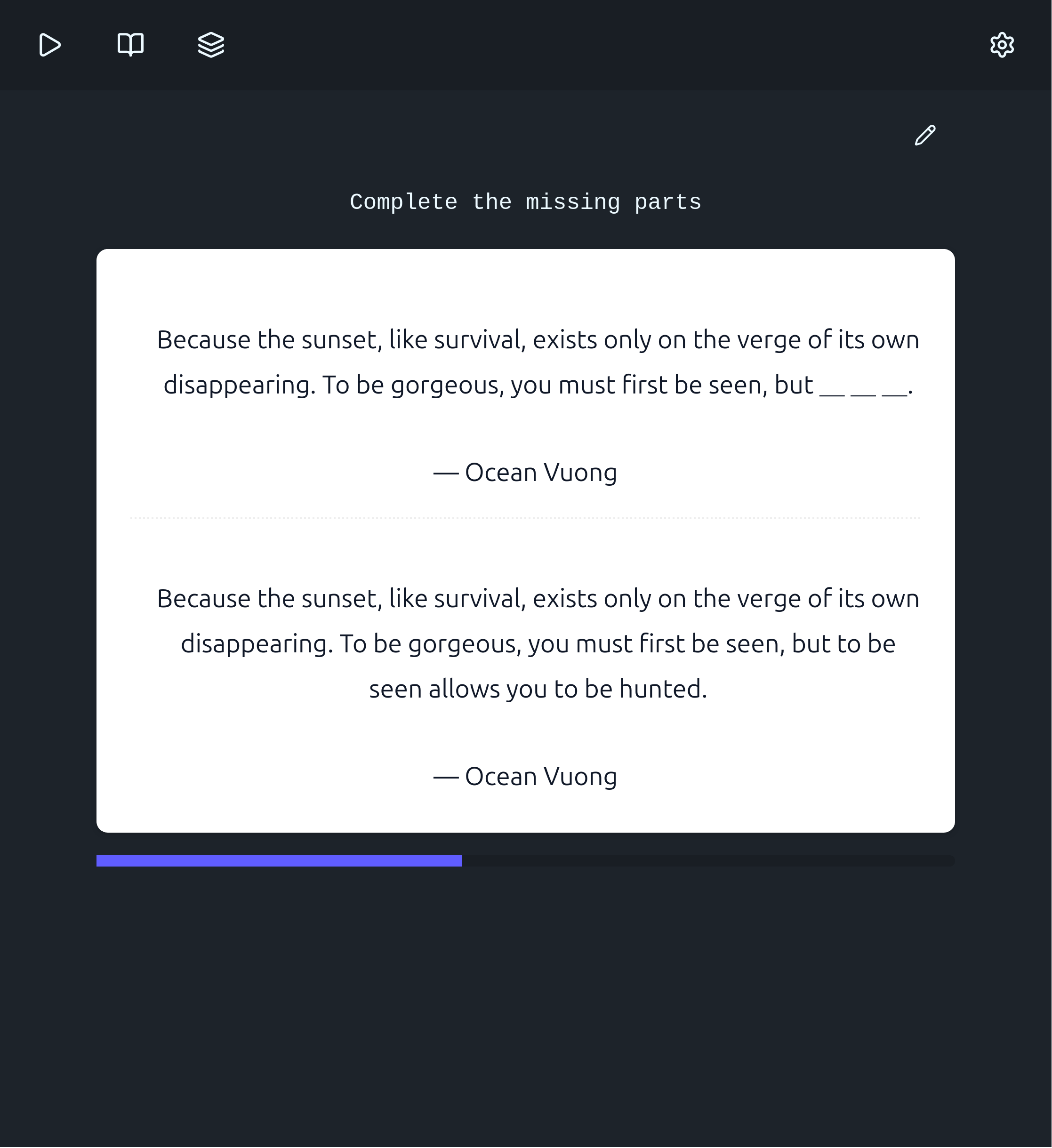 Harder flashcards only appear once their prerequisites are practiced.