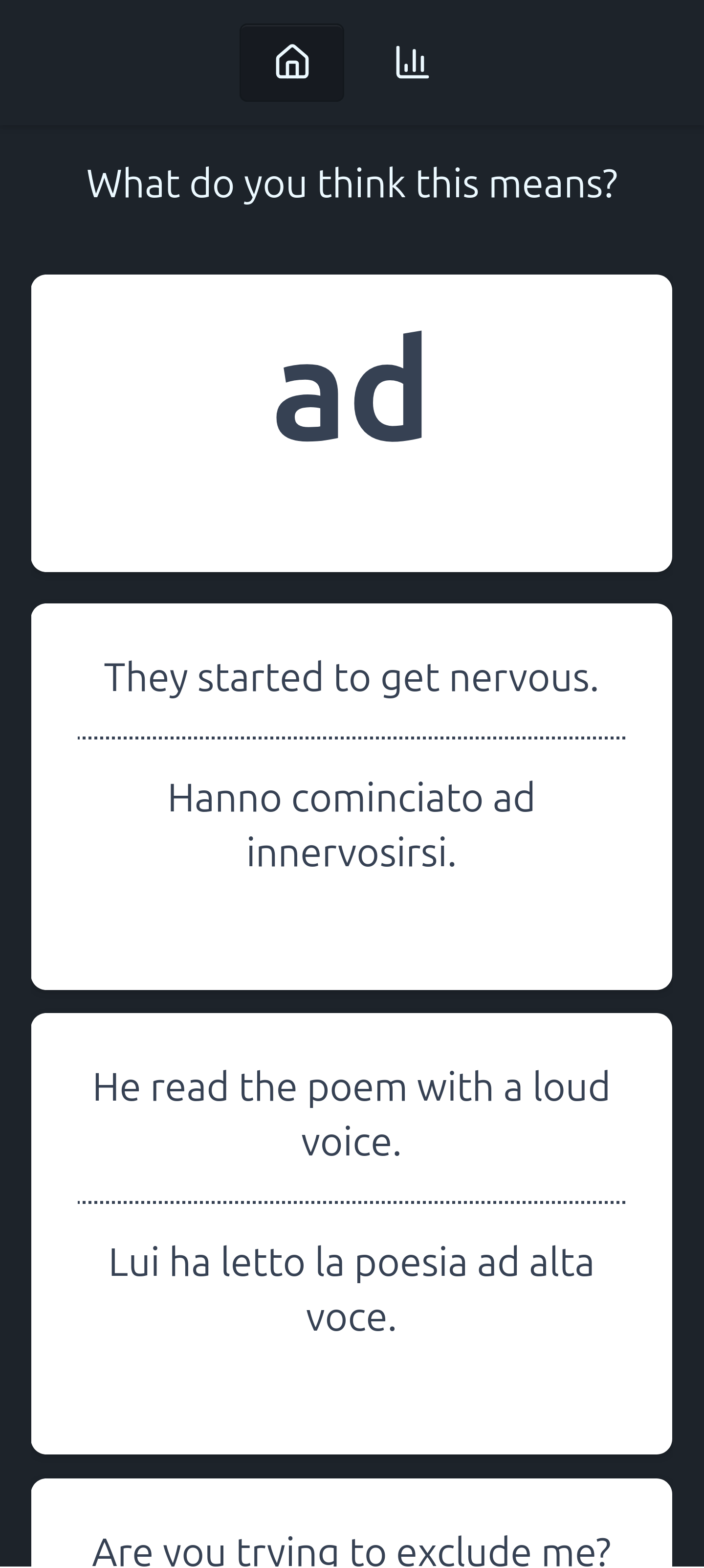 Interactive task to figure out the meaning of a word.